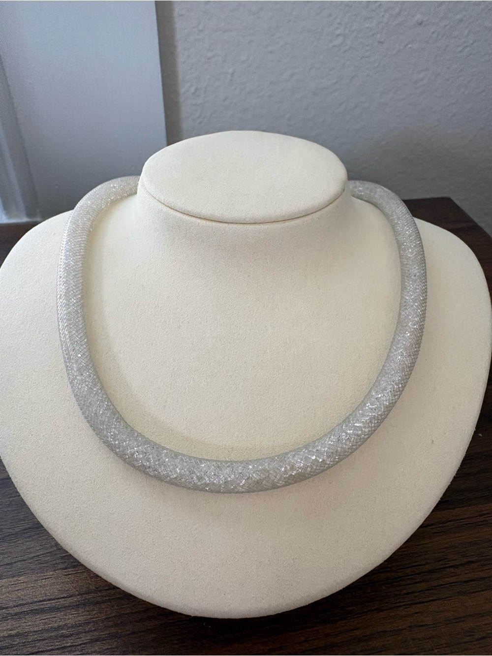 Swarovski Silver Crystal Mesh Collar Necklace
